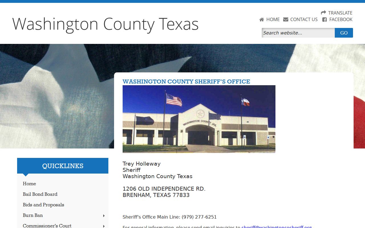 Washington County warrant lookup and sheriff contact information