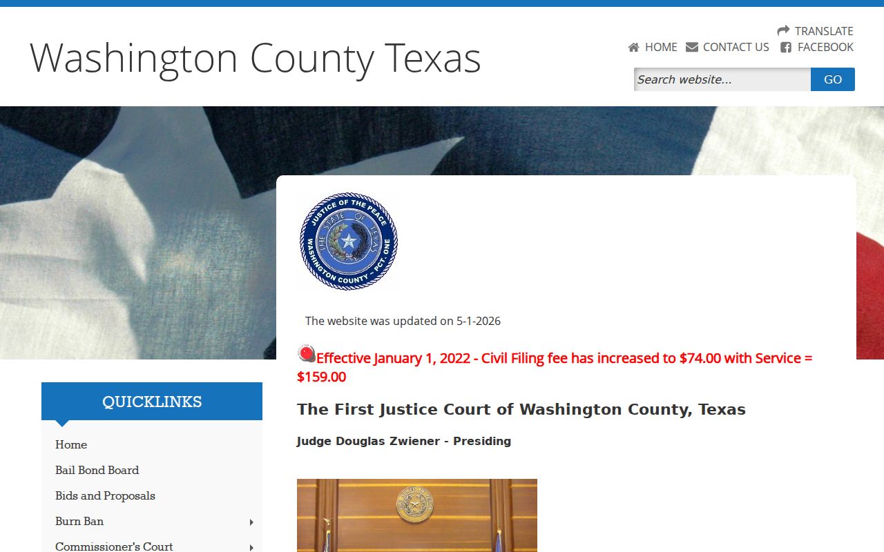 Washington County traffic warrant route and JP1 court address and hours