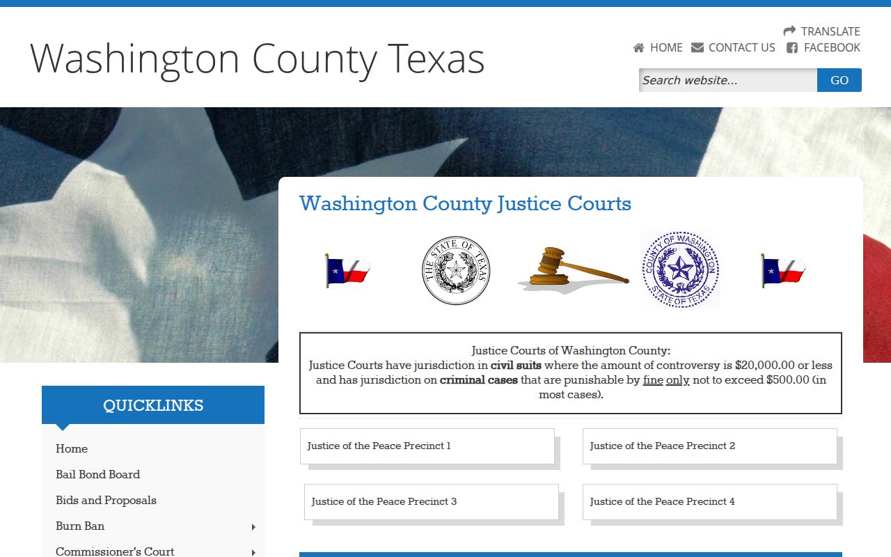 Washington County bench warrant routes and Justice Court precinct information